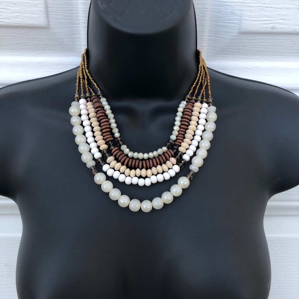 The Limited Beaded Neutral Statement Necklace - image 3